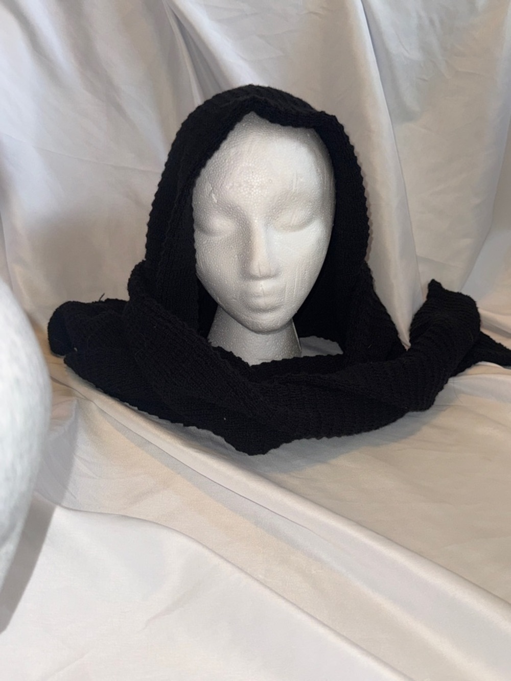 Black Knit Women’s Sweater Scarf Hood - Picture 2 of 3